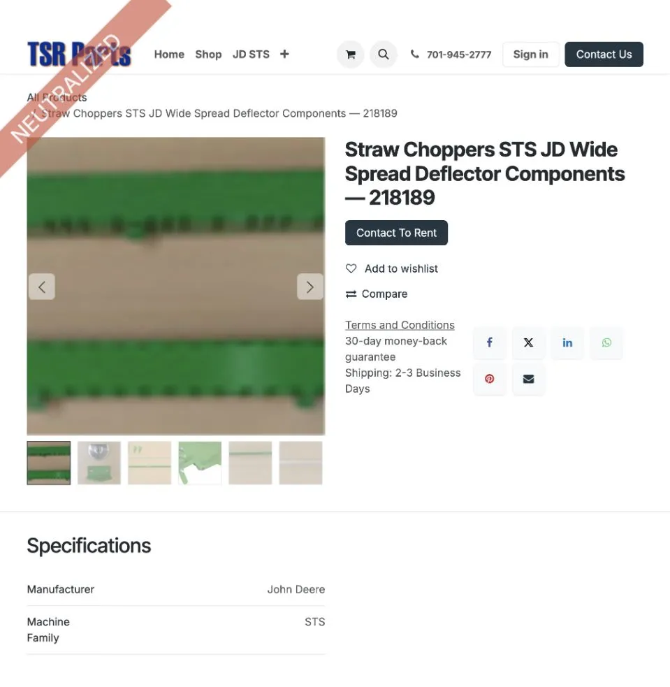 Contact To Rent on a published product